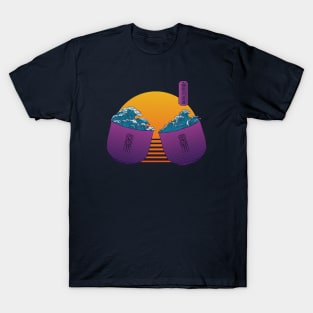 Retrowave Kanagawa wave Kanpai Sake 80s style T-Shirt